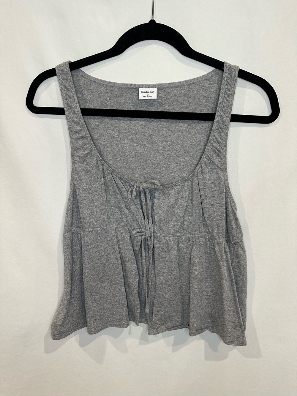 Sunday Best Heather Gray Tie-Front Tank Top